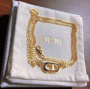 Christian Dior ディオール ネックレス ゴールド ストーン ロゴ