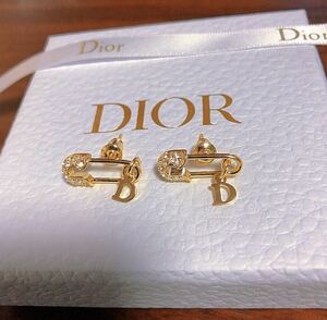 Christian Dior ディオール ピアス ゴールド ストーン 安全ピン
