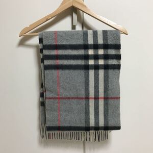 【1スタ】 Burberryバーバリー マフラーカシミア100% 希少カラー 近年モデル グレー系 送料無料