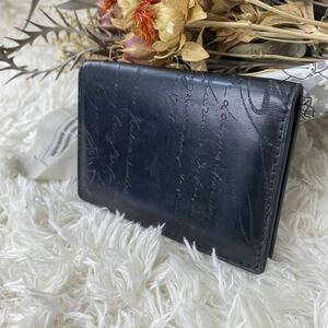 ベルルッティBerluti カリグラフィ 2つ折り カードケース 名刺入れ 黒 ブラック レザー メンズ 男性 財布 