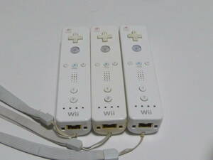 RSJ34【送料無料　即日発送 動作確認済】Wii リモコン　3個セット　ストラップ 任天堂 純正 RVL-003 白