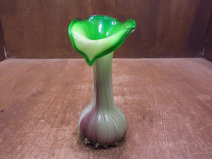 ビンテージ-70s●ガラスフラワーベース●230127k2-obj -1970s花瓶雑貨インテリア小物ディスプレイ