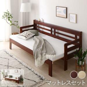 ソファーベッド マットレス付き ブラウン 木製 天然木 すのこ仕様 ソファ ベッド シングルベッド