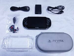 PS Vita　美品　液晶画面は、完全にキズ無し　クリスタル・ブラック　PCH-1100　付属品7点セット