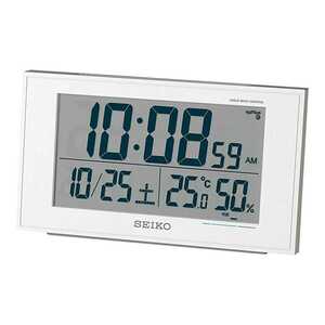 セイコークロック 置き時計 目覚まし時計 電波 デジタル カレンダー 快適度 温度湿度表示 本体サイズ 8.5×14.8×5.3cm 白パール BC402W