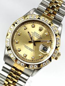 【1年保証】 ロレックス　デイトジャスト　シャンパンゴールド文字盤　天然ダイヤモンド 極美品　腕時計　自動巻き　メンズ　36mm　1601 
