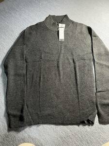 【送料負担】LLサイズ ハイネック セーター メンズ プルオーバー ストレッチ　濃灰