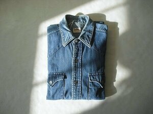 Lee Denim Shirts（1960 ～ 70s）リー　デニム　ウエスタン シャツ　Made in U.S.A　インディゴ　放射状 ボタン　ヴィンテージ　美麗　USED
