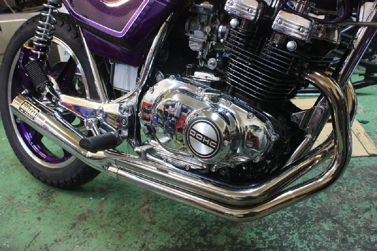 gsx250e マフラー MANAKAN MANAKAN 吸い込み加工 GSX250E 刀 ゴキ ザリ バッフル付き