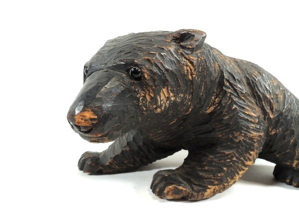 木彫り熊 アイヌの木彫 荒良作 作家物 - インテリア小物