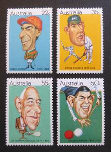 オーストラリア　(Australia)　著名スポーツ（？）選手　切手　４枚　未使用・送料無料