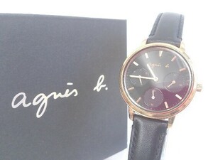 a gnes b アニエスベー 腕時計 VD75-KGZ0　クォーツ　2針　カレンダー ゴールド　ブラック レディース 1206000005499