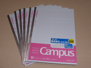 Ｂ５キャンパスノート（ドット入り理系線） A罫３０枚 ピンク ６冊セット