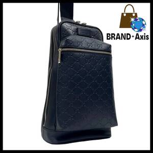 ★☆【新品同様!!】グッチ GUCCI グッチシマ GGスプリーム ネイビー クロスボディバッグ ショルダーバッグ レザー メンズ 450970☆★