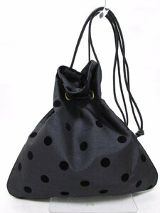 【送料無料】 美品！ charmantsac シャルマントサック バッグ ブラック 黒 Dot Bag ドット巾着バッグ シャルタン生地 ロゴチャーム/944763