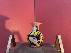 古道具　フラワーベース　ヴィンテージフラワーベース　　ガラス　花瓶　壺　マーブルカラー