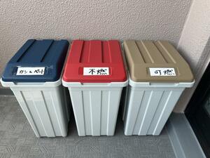 020470 日本製 アスベル カラーで分別 連結できる丈夫なふた付きゴミ箱 分別ダストボックス 3個セット(33L・33L・27L) 3色