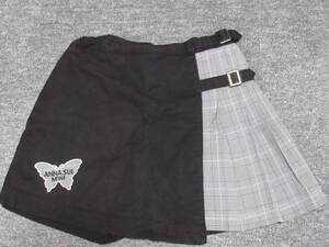 美品　アナスイミニ　130サイズ　ブラック×チェック　キュロットスカート　ウエストアジャスター付き　女の子　キッズ　子供服　プリーツ
