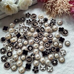 デコパーツ 真珠 モチーフ パール カボション 飾り ボタン ワンポイント プラパーツ ハンドメイド 材量 部品