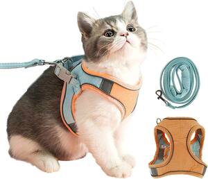 MOKIRO 猫 猫用 ハーネス 胴輪 猫具 ねこ ネコ 子猫 散歩 猫胴輪 猫リード 安全 首輪 抜けない ネコベスト ソフト胸