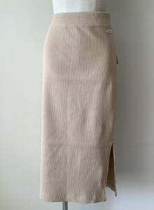 Calvin Klein Jeans新品L♪WHEAT小麦色リブニットペンシルロングスカート