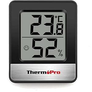 ★ブラック/1枚★ ThermoProサーモプロ 湿度計 温度計 温湿度計デジタル 湿度計室内 大画面 見やすい 顔マーク 壁掛け 卓上スタンド