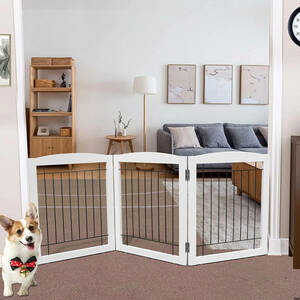 木製犬用ペットゲート 犬用ゲート ペット用ゲート 折り式バリア ペット用家具フェンス 柵 犬 ドッグラン フェンス