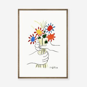 パブロ・ピカソ Picasso フラワーギフト ミッドセンチュリー レトロ ビンテージアートポスター 海外 ヴィンテージ インテリア 抽象 展示会