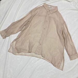 GRL グレイル　シアーシャツ　シースルー　透け感　くすみピンク　ピンクベージュ　長袖シャツ　ブラウス　