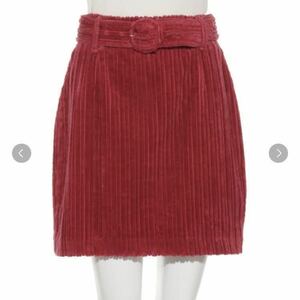 LILY BROWN リリーブラウン ベルト付ボックススカート RED レッド 赤 コーデュロイ 台形スカート 