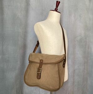SLOW スロウ Cartridge Shoulder Bag 斜め掛け 帆布 × レザー ショルダー バッグ size.L ブラウン 茶 メンズ レディース