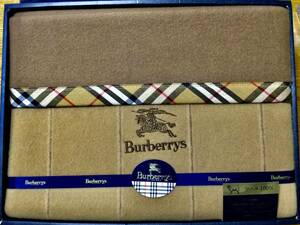 即決　Burberrys バーバリー ウール100％ ウール毛布 FSC100 1500 ベージュ BB528 140×200cm 西川産業　日本製　箱入り未使用品