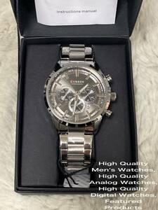 メンズ腕時計 ビジネスフェイス 腕時計 スポーツ腕時計　デジタル腕時計　　ステンレスインビクタスチール　腕時計シルバー　K1675h&