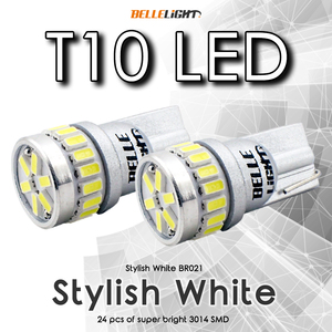 T10 LED 無極性 24SMD ホワイト ポジション球 2個セット 高拡散24連 白 爆光 ナンバー灯 6500K ルームランプ 12V用 ハイブリッドカー BR021