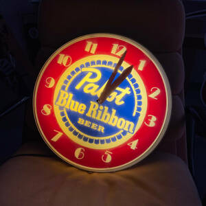【希少】90s パブストブルーリボン ライト 時計 Pabst Blue Ribbon 照明 ビール ライト ランプ ヴィンテージ アメリカン バー サイン