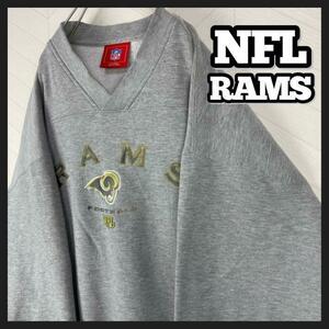 USA古着 NFL ラムズ オーバーサイズ トレーナー 刺繍ロゴ 極太アーム