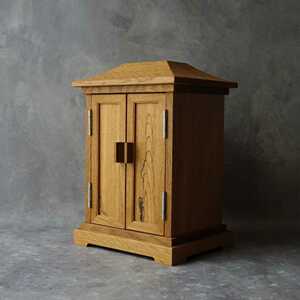 楢材の厨子 無垢材木製木工仏壇仏像彫刻指物箱物扉