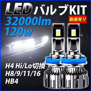 LEDヘッドライト フォグランプ LED H4/H8/H9/H11/H16/ バルブ 120W 32000lm 6000ｋ 白 ホワイト新基準車検対応 おすすめ明るい プリウス