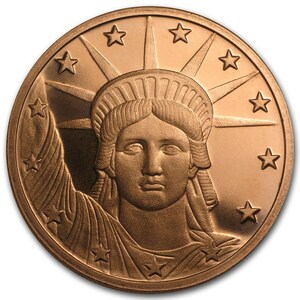 [カプセル付き] (新品) アメリカ「ニューヨーク・自由の女神」純銅 赤金 1常衡オンス メダル