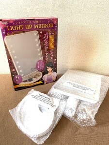 LEDライト付き 卓上ミラー/卓上鏡/女優ミラー ホワイト 新品