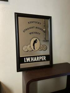 希少品 IW ハーパー 木製 ビンテージ パブミラー 壁掛け HARPER バーボン　bourbon アメリカ