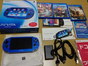 美品 PS Vita PCH-1100 本体 サファイアブルー 付属品 ソフト3個 メモリーカード