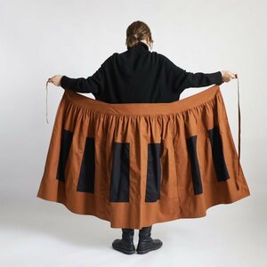 １０００円からスタート 絵画のような巻き巻く愉快なパッチワーク スカート ポケット付 コットン１００％ FreeフリーサイズY69C