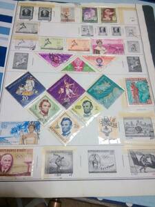 ハイチ、主に1960代のカラフルな記念切手各種110種類＝透明セロ紙で包んだリー類、未使用/使用済み