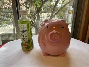 ★陶器貯金箱・ピンク豚・未使用新品