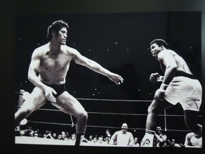 A4 額付き ポスター アントニオ猪木 モハメドアリ 白黒 Antonio Inoki 写真 Muhammad Ali ボクシング プロレス