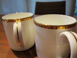 ☆売り切り☆TIFFANY&CO. GOLD BAND MAGCUP ティファニー ゴールドバンド ペア マグカップ 2客セット ホワイト 陶器