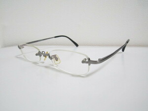 R◆BURBERRY　BB-7713　Titanium　バーバリー　ふち無し　ツーポイント　眼鏡　マットグレー系　眼鏡　程度良品