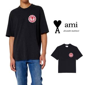 【新品/正規品】AMI PARIS　アミ　ワンポイントTシャツ　アミパリス　アミパリ　AMI DE COEUR パッチ Tシャツ　コットン　メンズ