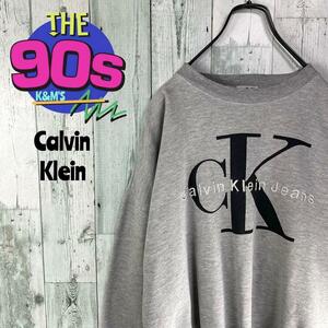 90s Calvin Klein ビックロゴ刺繍　BOXシルエットトレーナー